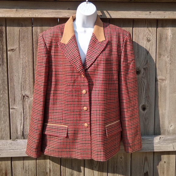 Pendleton Jackets & Blazers - Pendleton Checked Tan Blazer Wool Blend Sz 18